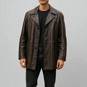 Vintage 70’s Straight Fit Leather Jacket In Brown | Size 48